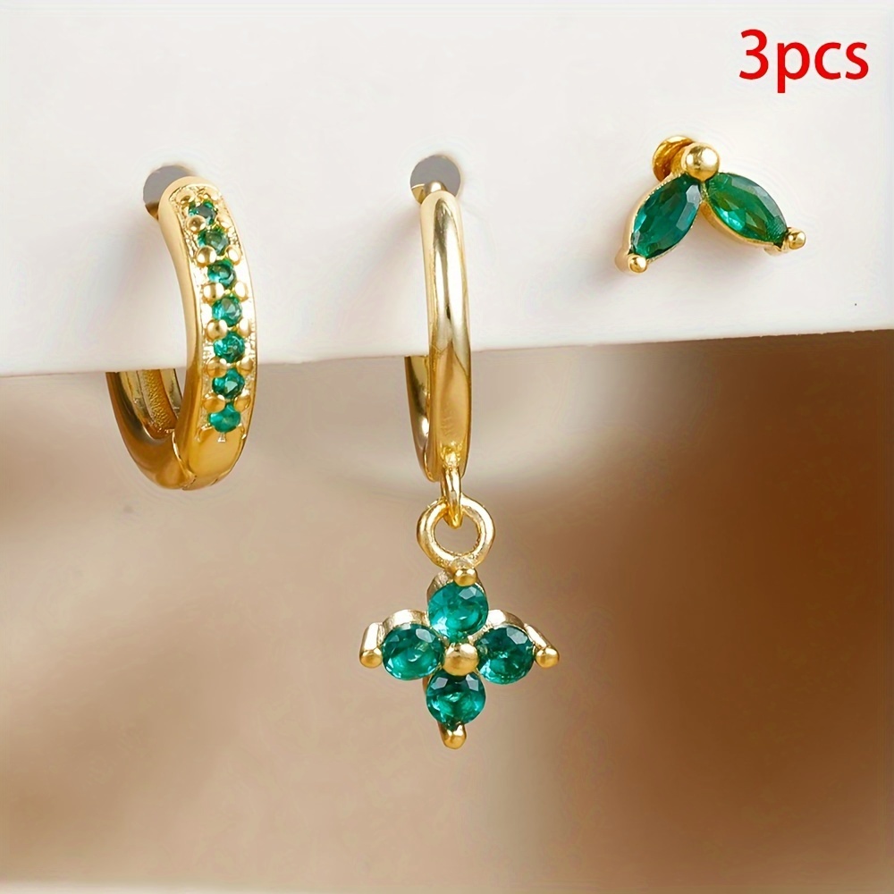 3pcs Cubic Zirconia Hoop Earrings for Women Cartilage Piercing